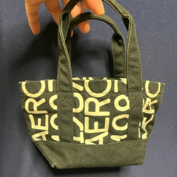 Aeropostale Printed Black & White Mini Cotton Tote Bag 8"x4"x5" - Picture 16 of 16